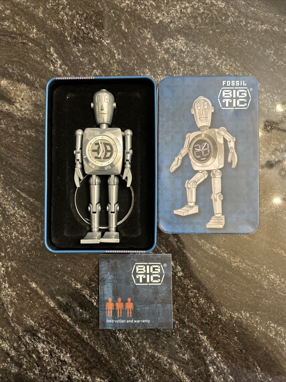 VINTAGE Fossil Stan BIG TIC Robot Man Clock